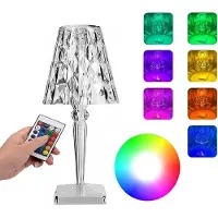 Nikcorp Kristall-Tischlampe Weiß LED Viele Farben RGB Fernbedienung Touch USB-C