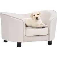 Syfax Hundesofa Creme 69x49x40 cm Plüsch und Kunstleder