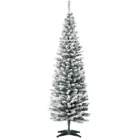 StarTech.com Künstlicher Weihnachtsbaum - Schneebedeckte Tanne 210 cm - PVC-Zweige - Klappbarer Metallständer - Grün/Weiß