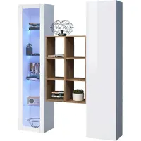 Dmora Anrichte Rimella 40x30x180h cm Weiß, 8 Regalböden, 16 Fächer