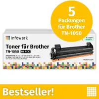 Infowerk Toner für Brother TN1050, Kompatibel mit Brother DCP 1510, HL 1110, MFC 1810, u.v.m., 5 Stück