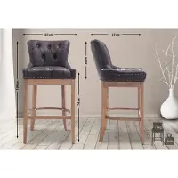 BellaFurn Barhocker Lakewood aus echtem Leder und Holz | Braun