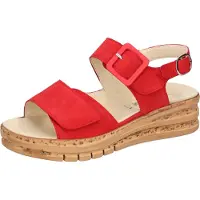 Waldlaufer Sandalette "K-Arlene", Damen, Gr. 4 (37), rot, Nubukleder, unifarben, Schuhe Sandalette, Sommerschuh, Klettsandale in Extraweite K für den kräftigen Fuß