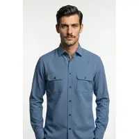 Olymp Langarmhemd , Herren, Gr. L, N-Gr, blau, Cord, Obermaterial: 100% Baumwolle, regular fit, Manschette, Hemden Langarmhemd, Feincord, Businesshemd, Kentkragen, regular fit