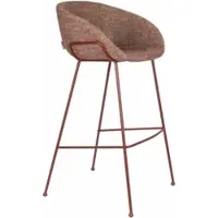 Zuiver Barhocker Feston im 2er-Set, Rot mit Stahlgestell für die Küche 54,5x54x100 cm