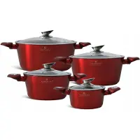 Edenberg EB-7433 Marmor Topfset Funktional 8 Teile Rot