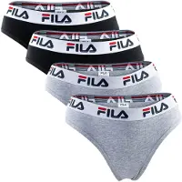 FILA Damen Brazilian Slip - 4er Pack, Logo-Bund, Cotton Stretch, einfarbig
