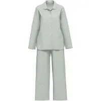 Seidensticker Schlafanzug "Damen Pyjama lang durchgeknöpft", Damen, Gr. 40, grün (shadow), Obermaterial: 100% Modal CMD., Homewear-Sets Schlafanzug