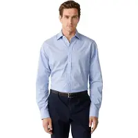 Hackett für Herren. HM3010850 Mittelblaues City Shadow Stripe Hemd (L), Baumwolle, Klassisch, Langarm, Marine