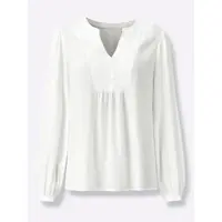 Inspirationen Schlupfbluse , Damen, Gr. 54, ecru, 100% Viskose, unifarben, V-Ausschnitt, Blusen Schlupfbluse