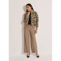 MADELEINE Strickjacke "Strickjacke Strickblouson mit Leopardenmuster", Damen, Gr. 48, beige (caramel, schwarz), Modern, comfort fit, Strickjacken Strickjacke