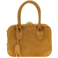 Golden Goose Deluxe Brand Vita Handtasche Veloursleder camel gold Beschläge