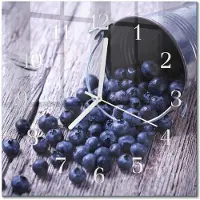 Drukarnia Piga Tulup Glasuhr Wanduhr Küchenuhr Echt-Glas 30x30 cm Modern Dekorativ Geräuschlos Weiße Zeiger - Blaubeeren