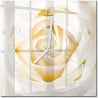 Drukarnia Piga Tulup Glasuhr Wanduhr Küchenuhr Echt-Glas 30x30 cm Modern Dekorativ Geräuschlos Weiße Zeiger - Rose