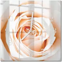 Drukarnia Piga Tulup Glasuhr Wanduhr Küchenuhr Echt-Glas 30x30 cm Modern Dekorativ Geräuschlos Weiße Zeiger - Rose
