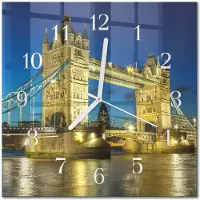 Drukarnia Piga Tulup Glasuhr Wanduhr Küchenuhr Echt-Glas 30x30 cm Modern Dekorativ Geräuschlos Weiße Zeiger - London Bridge