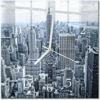 Drukarnia Piga Tulup Glasuhr Wanduhr Küchenuhr Echt-Glas 30x30 cm Modern Dekorativ Geräuschlos Weiße Zeiger - Stadt