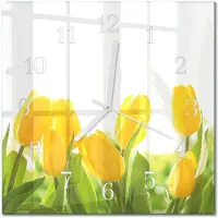 Drukarnia Piga Tulup Glasuhr Wanduhr Küchenuhr Echt-Glas 30x30 cm Modern Dekorativ Geräuschlos Weiße Zeiger - Tulpen