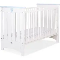 BellaFurn Holzbett, Kinderwippe, Bijtring Protection-Sicher und verstellbar, 120x60 cm weiß blau