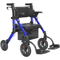 StarTech.com Rollator für Senioren - Gehwagen mit Sitz - Faltbar - Leichtgewicht - Rollator Rollstuhl Kombination - Für Innen- und Außenbereich - Blau