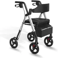 StarTech.com Rollator für Senioren - Gehwagen - Faltbar - Mit Sitz - Leichter Aluminiumrahmen - 20 cm große Räder - Silber