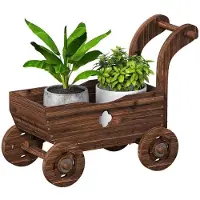 StarTech.com Erhöhtes Hochbeet aus Holz - Wagenförmiges Pflanzbeet - Mobiler Pflanzkübel mit 4 Rollen und Griff - 68 x 38 x 52 cm