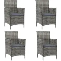 vidaXL Gartenstühle mit Kissen 4 Stk. Poly Rattan Grau