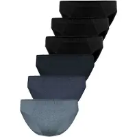 Seidensticker Slip "6er Pack Herren Mini Slip", Herren, Gr. 5, Single-Jersey, schwarz, navy, schwarz jeans, jeans, Single-Jersey, Obermaterial: 95% Baumwolle CO. 5% Elasthan EL., Unterhosen Slip