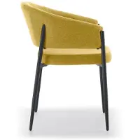 STONES Maya Indoor-Sessel mit Armlehnen, anthrazitfarbenem Metallgestell und gelbem, pflegeleichtem Stoffbezug – Elegantes Design