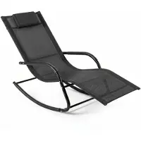 Costway Schaukelliege mit Kopfstütze, Sonnenliege bis 160kg, Liegestuhl wetterfest, ergonomische Schwingliege Gartenliege Relaxliege, Schwarz