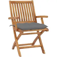 Markenlos Set aus 4 klappbaren Gartenstühlen aus Teakholz mit Kissen