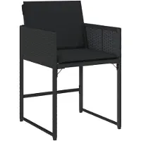 Markenlos 4 Gartenstühle aus schwarzem Poly-Rattan, klappbar, mit dicken Sitzkissen, 50,5x54x79 cm, UV-beständiger Stahlrahmen und modernes Design für Balkon, Terrasse und Garten