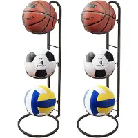 Benza Ibenzoa 2er-Set 3‑lagiges Ballregal aus Eisen, 24 x 73 cm – platzsparende Aufbewahrung für Basketball, Fußball & Volleyball (Garage, Spielzimmer)