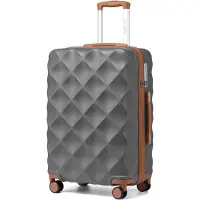 Benza Ibenzoa Polycarbonat Trolley-Koffer grau mit TSA-Schloss, 360°-Rollen, verstellbarer Teleskopgriff und variablem Innenfach – robust und leicht