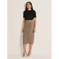 MADELEINE Maxirock "Rock Midirock in Wickeloptik", Damen, Gr. 46, dunkeltaupe, Modern, slim fit, Röcke Maxirock