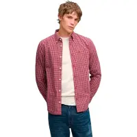 Superdry für Herren. M4011196A Preppy Poplin Hemd rot (L), Lässig, Baumwolle, Langarm
