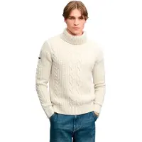 Superdry für Herren. M6110772A Jacob Strickpullover mit Zopfmuster in Beige (M), Lässig, Wolle