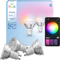 Philips Hue White and Color ambiance Essential GU10 – Smarter Spot – 345 lm – 4,7 W – 3er-Pack, Intelligentes Leuchtmittel, Bluetooth/Zigbee, Weiß, LED, GU10, GU10