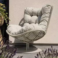 Di volio Gartensessel SALO - beige, Lounge Sessel aus PE-Rattan mit Standfuß, bequem & stabil