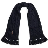 Ralph Lauren für Damen. 455P18119001 Schal mit Zopfmuster und Polo Bear marineblau (OSFA), Lässig, Wolle