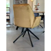 Einrichtungsdesign24 City Monolith Esszimmerstuhl – Drehbarer Samt-Stuhlsessel mit Armlehnen & Rückholfunktion.Farbe:Monolith 48 Gelb