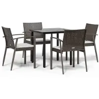 vidaXL 5-tlg. Garten-Essgruppe mit Kissen Poly Rattan und Stahl