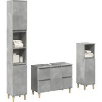 vidaXL 3-tlg. Badmöbel-Set Betongrau Holzwerkstoff