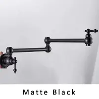 StarTech.com Küchenarmatur - Wandmontage Kaltwasserhahn - Spülbeckenarmatur - 360° schwenkbarer klappbarer Auslauf - Gebürstetes Messing - Schwarz