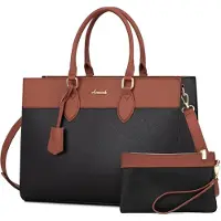 Sonstiges LOVEVOOK Laptop Handtasche Damen 15,6 Zoll Kunstleder Schwarz Braun