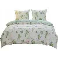 Cotton World Baumwolle world Satin Bettwäsche 220x200 cremeweiß grün Trauben Herzen