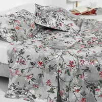 Merkloos Bettwäsche Set Percale Baumwolle für Doppelbetten Grau