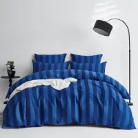 Merkloos Bettwäsche Set 200 x 220 cm - Dunkelblau, Baumwolle, 3-teilig mit Reißverschluss