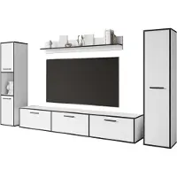 MINIO go for it MINIO Wohnwand „TOGA XL“ 4-teilig, Wohnzimmerset - Weiß / Schwarz