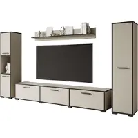 MINIO go for it MINIO Wohnwand „TOGA XL“ 4-teilig, Wohnzimmerset - Kaschmirbeige / Schwarz